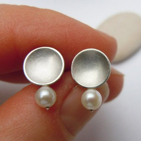 925 Silber Ohrringe mit Perlen als Anhänger