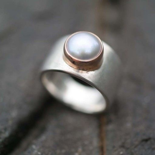 925 Silber Boho Ring mit eingelegten Perlen