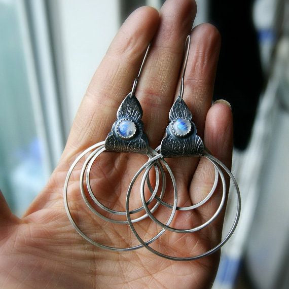 925 Silber Boho Hoop Ohrringe