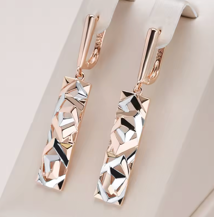18K Roségold vergoldet Fashion Square Wide Drop Ohrringe mit Silber - AC