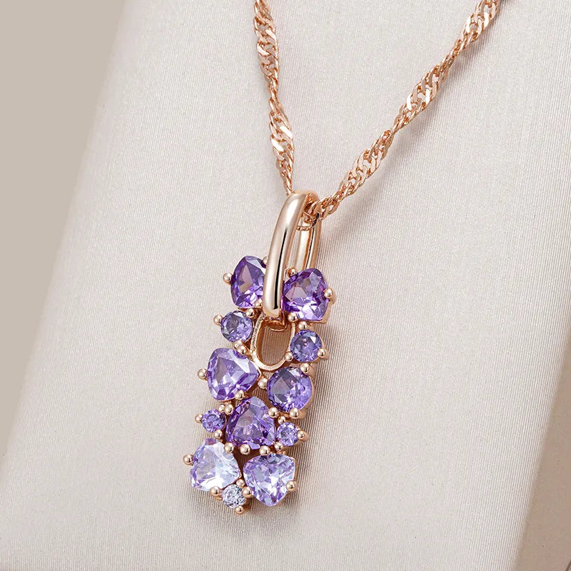 Rechteckige Ohrringe mit Amethystzirkonia aus 18k Roségold - AC