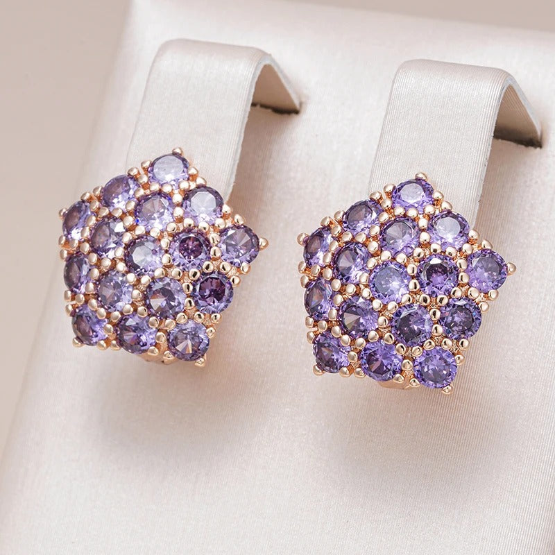 18K Roségold plattiert Amethyst Strass Ohrringe - AC