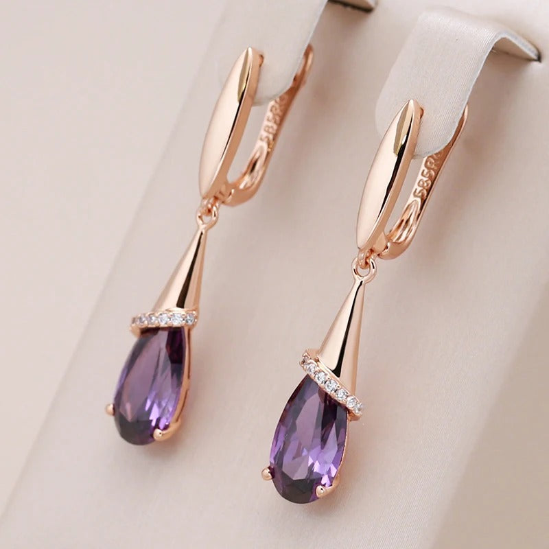 18K Roségold vergoldet Teardrop Amethyst Ohrringe - AC