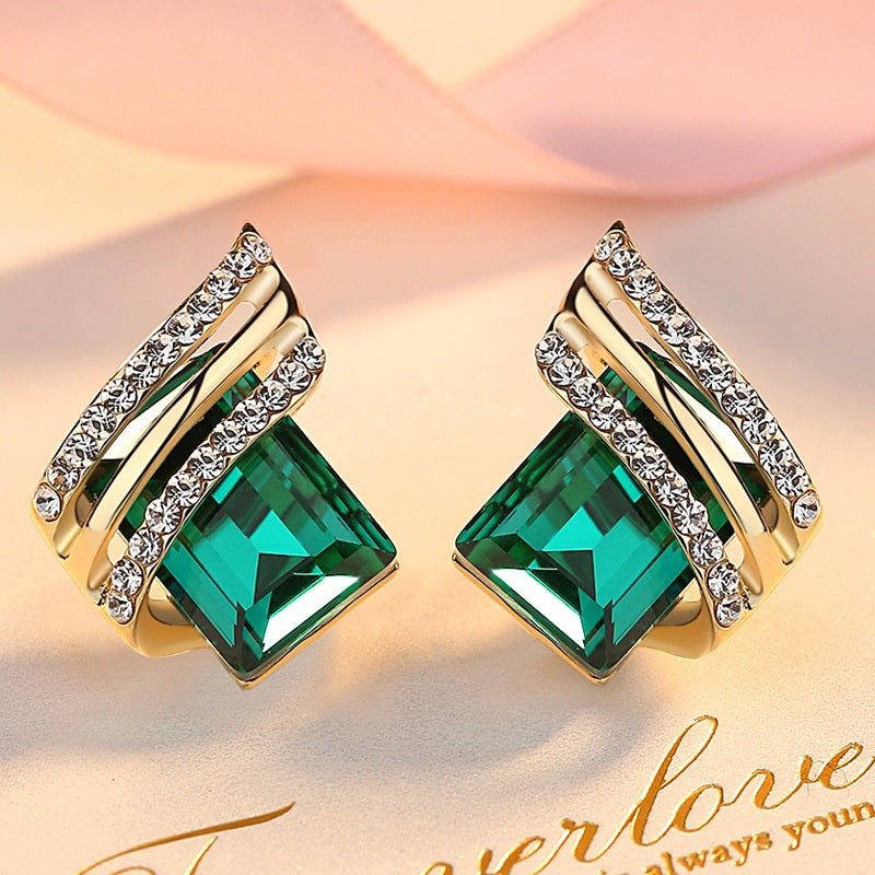 Ohrringe mit Smaragdschliff, 18K Gold plattiert