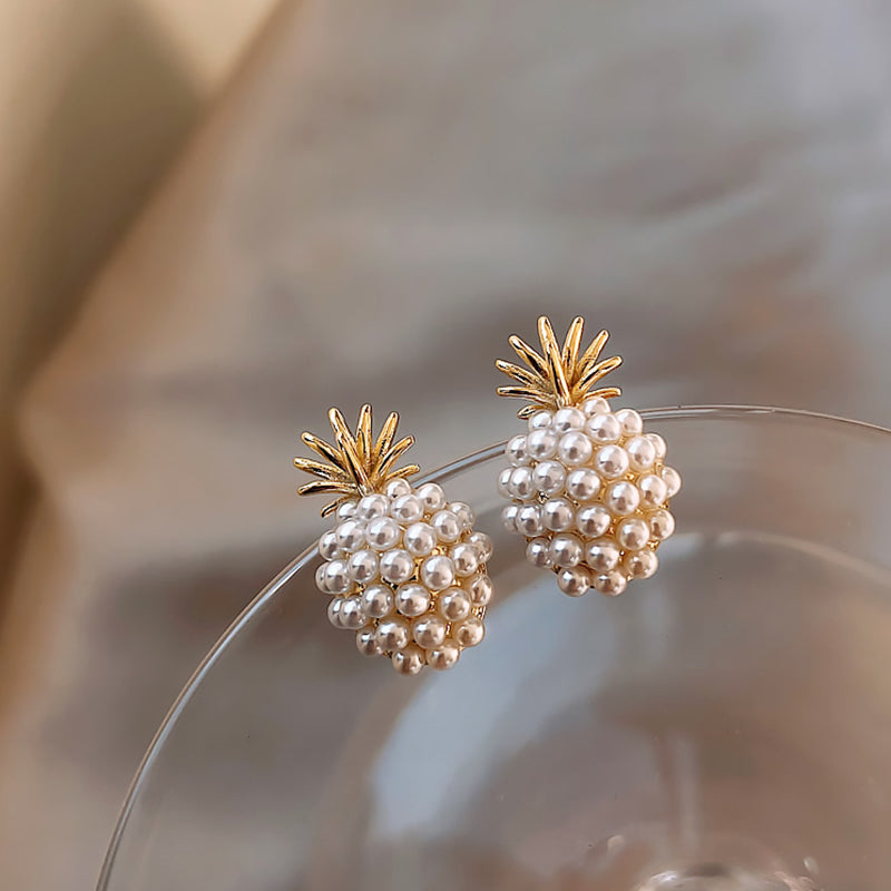 18K Gold plattiert Handgemachte Naturperlen Ohrringe in Ananasform