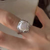 Abstrakter Ring mit eingelegter Perle und 925 Silber