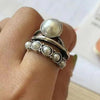 Ringset mit eingelegten Perlen in 925 Silber