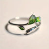 Verstellbarer Ring in Blattform mit Emaille, plattiert mit 925 Sterling Silber