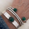 Set aus 3 Vintage-Armbändern aus 925er Silber und grünen Steinen