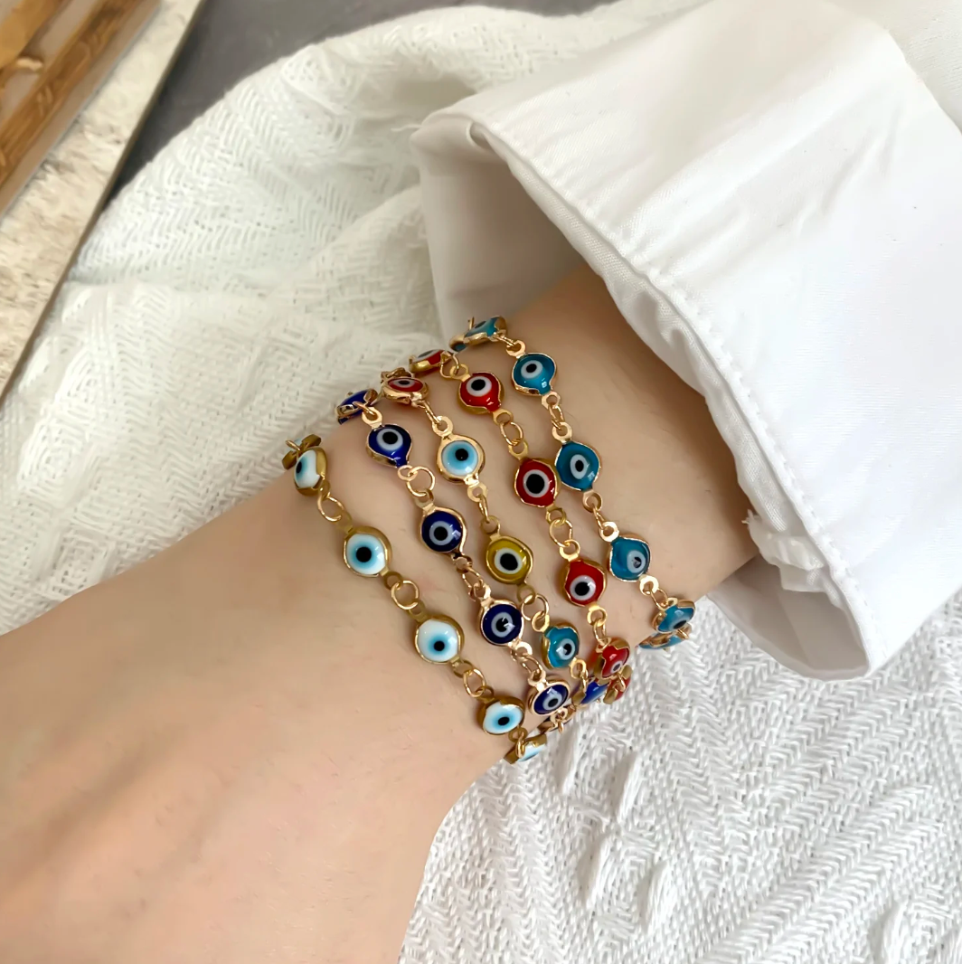 18 Karat vergoldetes Türkisarmband gegen den bösen Blick