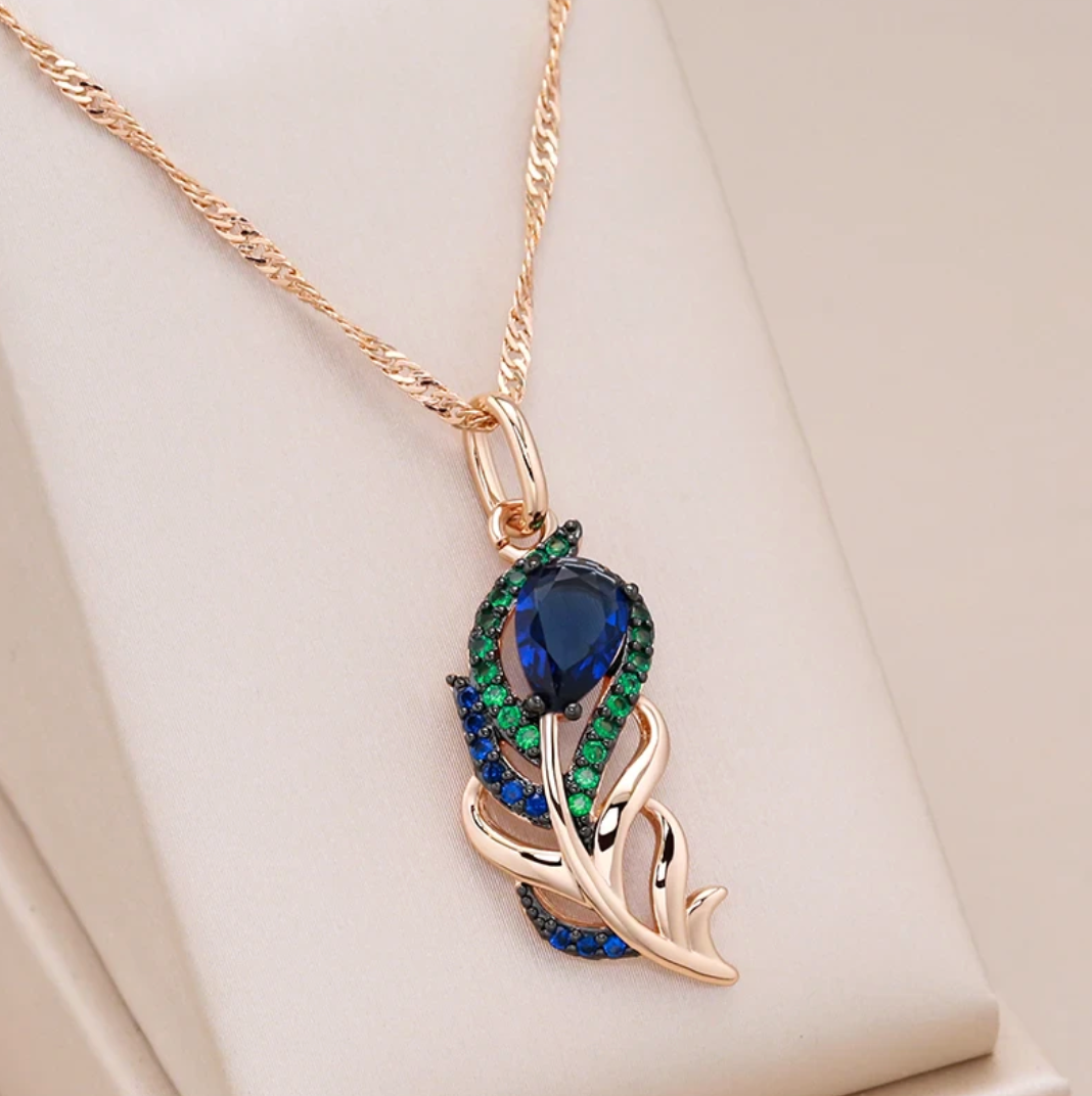 Pfau-Set mit 18K Rosé-Vergoldung