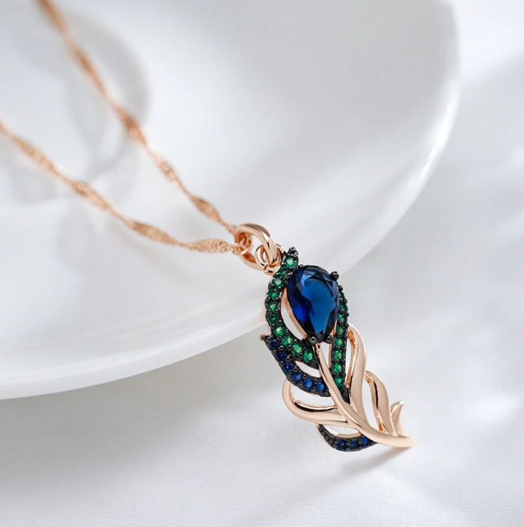 Pfau-Set mit 18K Rosé-Vergoldung