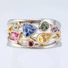 Ring aus 925er Silber und 18-karätigem Gold mit farbigen Strasssteinen