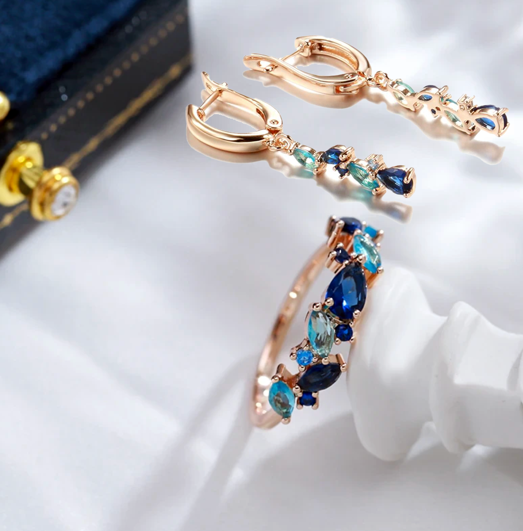 Set aus Meerestränen mit 18 Karat Roségoldplattierung