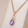 18K Rose Gold Teardrop Dangling Amethyst Halskette - AC