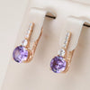 18K Roségold plattierte Ohrringe mit rundem Amethyst Kristall - AC