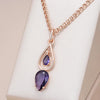 18K Roségold vergoldet Halskette mit Amethyst Kristall Teardrop - AC