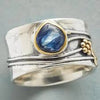 Vintage 925 Silber Dicker Ring mit blauer Zirkonia-Einlage