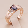 18K Roségold plattiert Square lila natürlichen Zirkon Ring mit 2 weißen Zirkonias