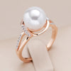 18K Roségold plattiert Geometrie Perle mit Zirkonia Ring