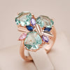 Ring, 18 Kt. rosévergoldet, Mosaik-Rhombus mit natürlichen Zirkonen - AC