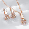 Set aus quadratischem Anhänger und Ohrringen mit weißem Zirkon in 18 Karat Rosévergoldung