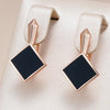 18K Roségold überzogene elegante quadratische Ohrringe mit schwarzen Steinen