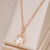 18K Roségold plattiert Elegante Geometrische Hollow Pearl Heart Anhänger Halskette