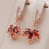 18K Roségold Plated Shiny Red Natural Zirkon Maple Leaf Ohrringe - AC