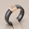 18K Roségold plattiert Schwarz Keramik Ring mit Zirkonia