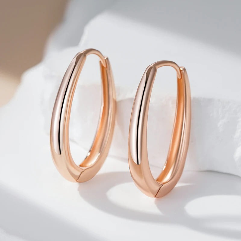 Trendiger glänzender Creolenring aus 18 Karat Rosévergoldung - AC
