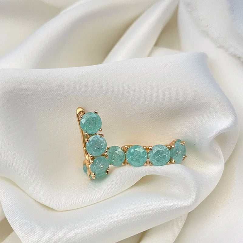 Ohrringe mit Zirkonias aus Aquamarin, 18 Kt. rosévergoldet