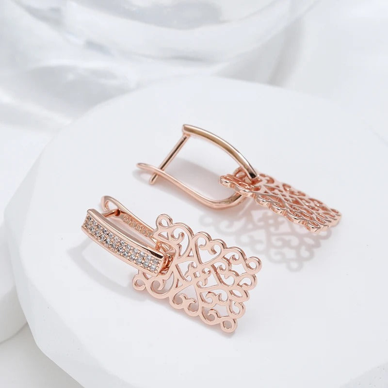 18K Roségold überzogene quadratische lange Ohrring mit Zirkonias