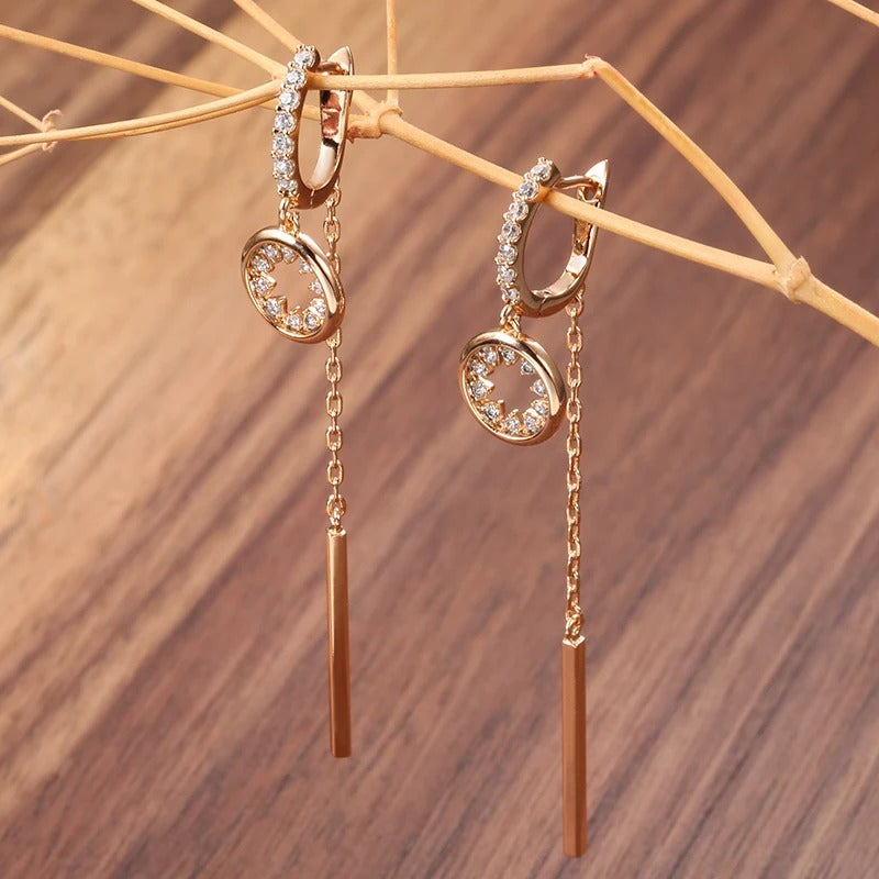 18K Roségold vergoldet Trendy lange Quaste baumeln Ohrringe - AC