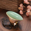 Ring mit grünem Jadestein, 18 Kt. rosévergoldet