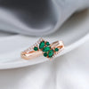 Ring in Form eines grünen Blattes mit Smaragdzirkonen aus 18K Roségold - AC