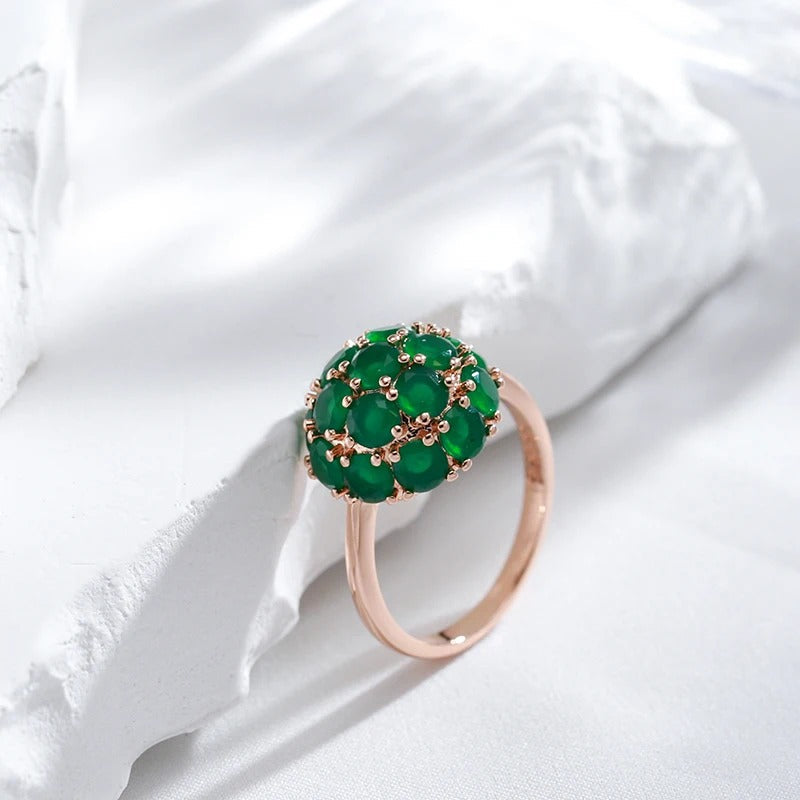 Ring mit Jadeblüte in 18K Roségoldplattierung