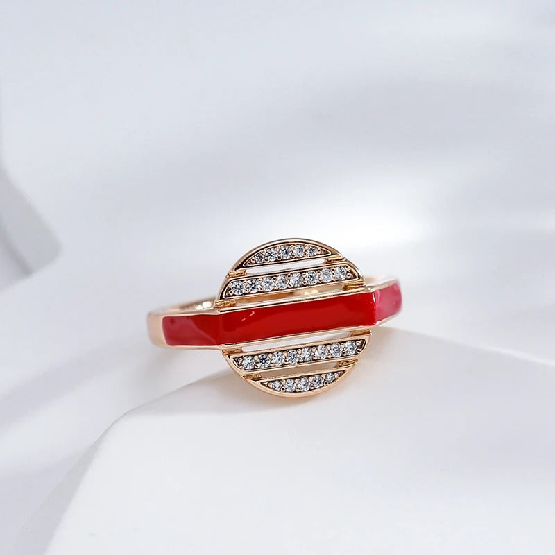 Runder Ring mit roter Linie des Unendlichkeitsglieds in 18K Roségoldüberzug
