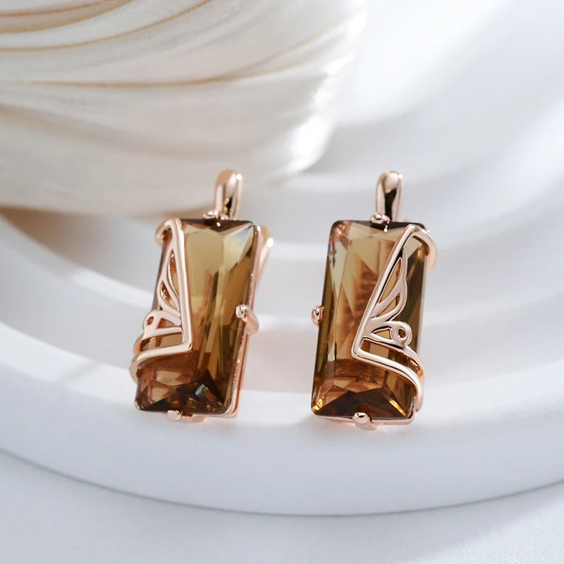 18K Rose vergoldet Brauner natürlicher Zirkon