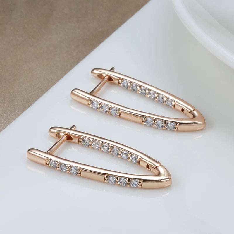 18K Roségold plattiert Mode geometrischen natürlichen Zirkon Tropfen Ohrring - AC