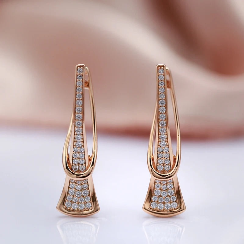 Romantische Ohrringe mit Zirkonia, 18K Roségold vergoldet - AC