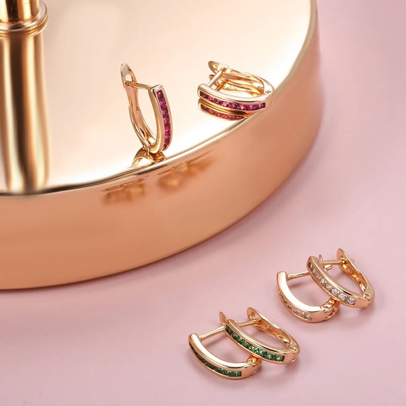Kleine Ohrringe mit Zirkonia aus Quarz in 18 Karat Roségoldbeschichtung