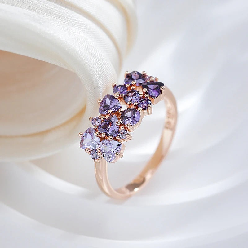 18K Roségold plattiert Brillant Lila Natürlicher Zirkon Ring - AC
