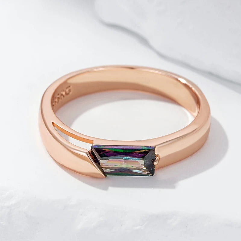 18K Roségold plattiert Quadratisch Bunte Natürliche Zirkon Ring