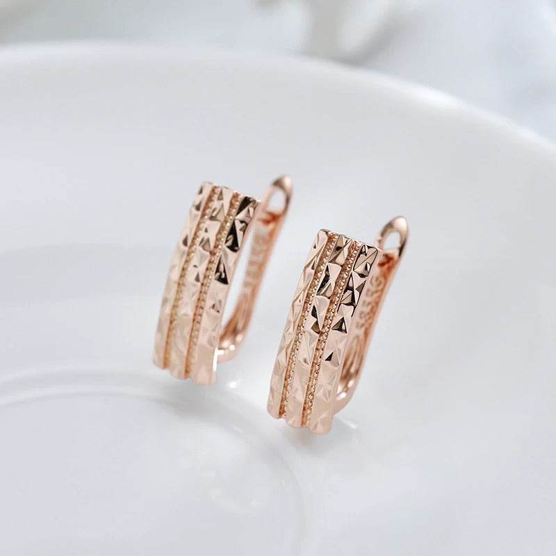 18K Roségold vergoldet Kreative Hohle Glänzende Ohrringe