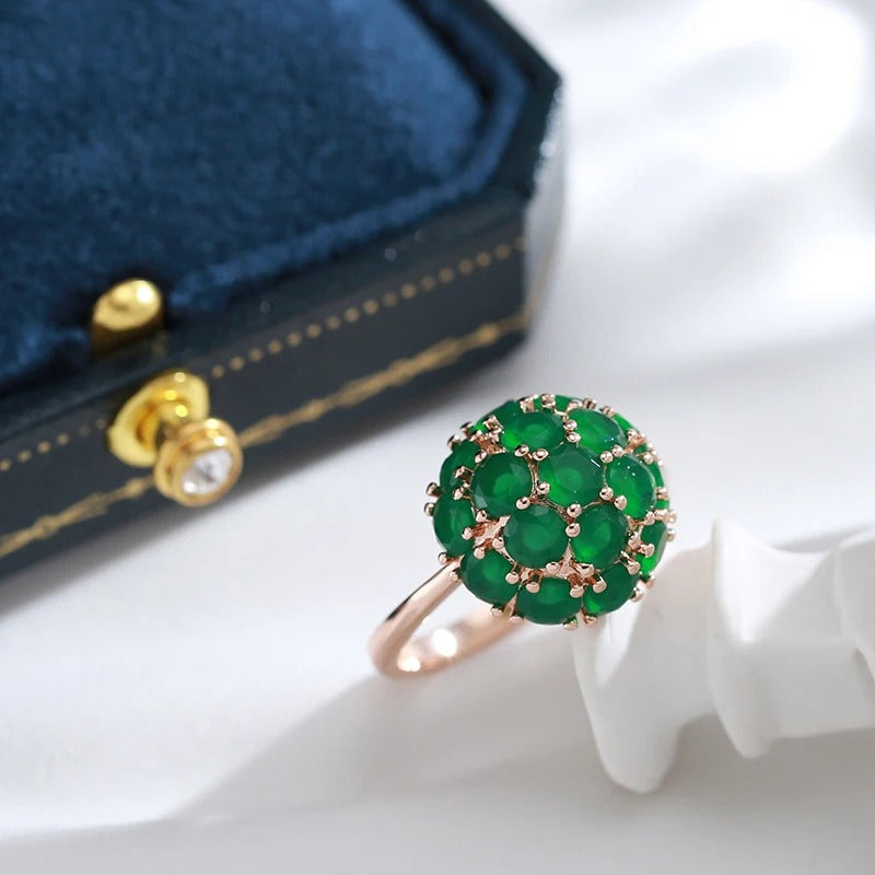 Ring mit Jadeblüte in 18K Roségoldplattierung