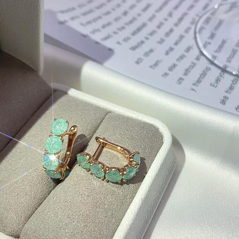 Ohrringe mit Zirkonias aus Aquamarin, 18 Kt. rosévergoldet