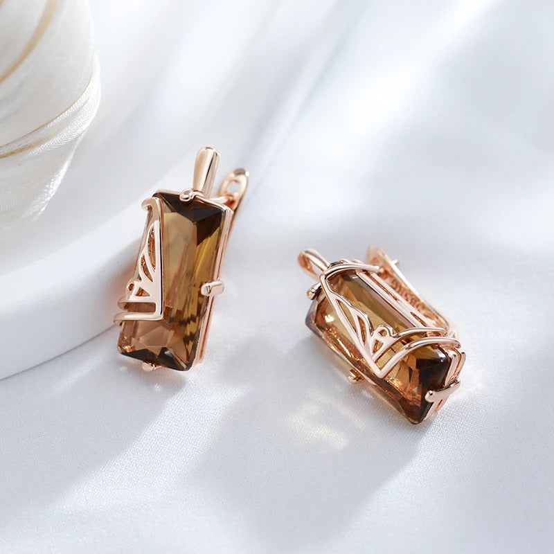 18K Rose vergoldet Brauner natürlicher Zirkon