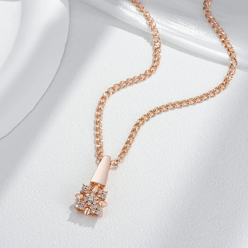 Set aus quadratischem Anhänger und Ohrringen mit weißem Zirkon in 18K Rosévergoldung - AC