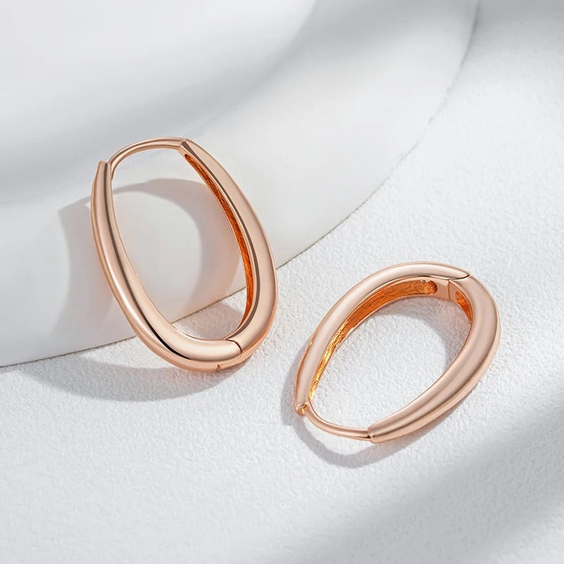 Trendiger glänzender Creolenring aus 18 Karat Rosévergoldung - AC